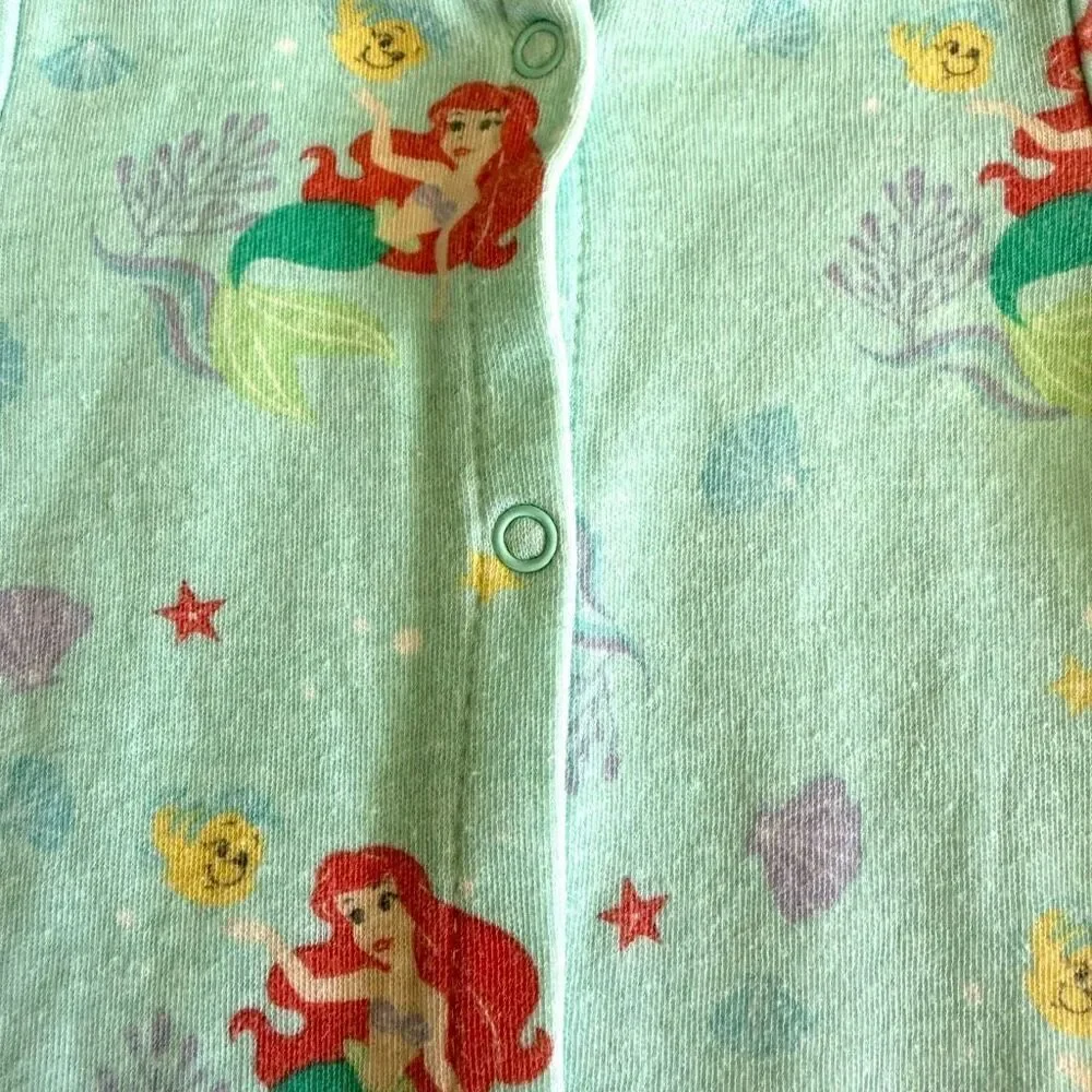 Disney Baby Girl Little Mermaid Ariel Long sleeved One Piece Pajamas